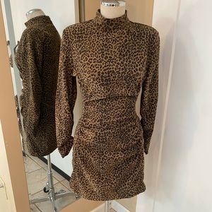ZARA leopard corduroy mini dress